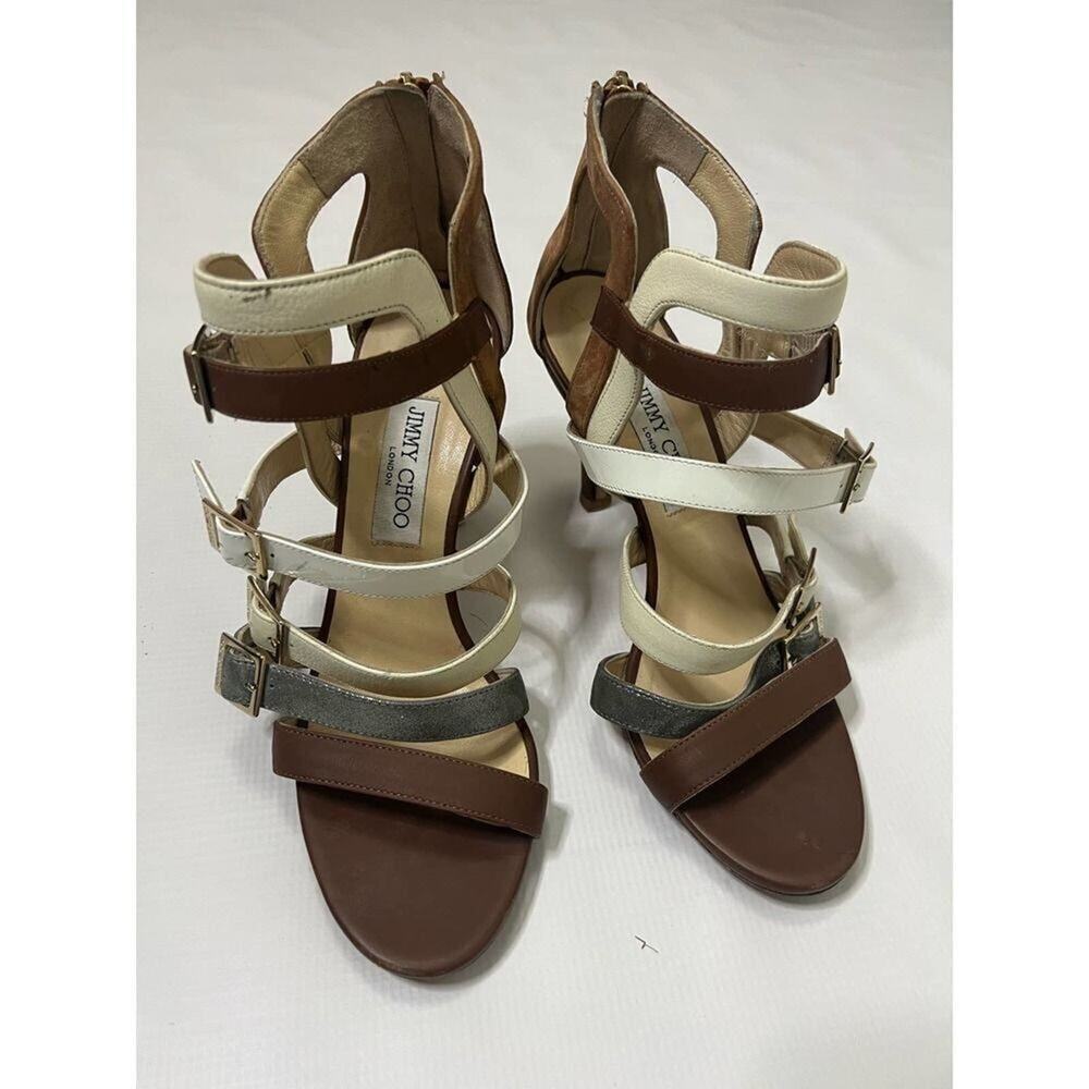 JIMMY CHOO BUBBLE BUCKLE COMBO SANDALS SIZE 40